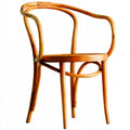 Chaise marron miel à accoudoirs courbés et assise ronde - deckoratorsbench