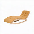 Chaise longue à bascule jaune ocre à coussin capitonné