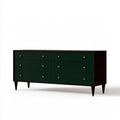 Commode vert foncé et marron à tiroirs et pieds effilés