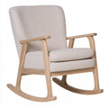 Fauteuil à bascule beige à accoudoirs ouverts et patins assortis